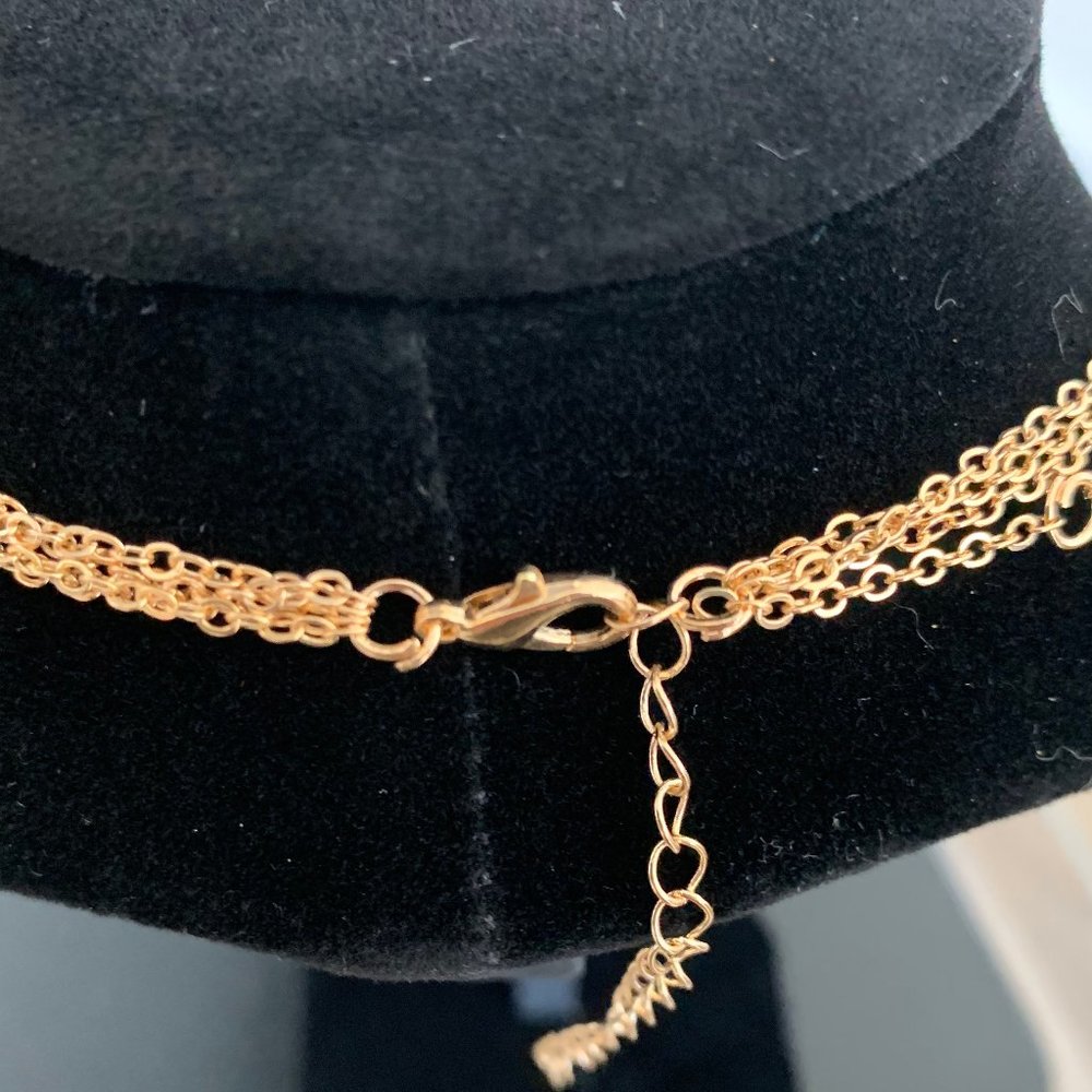 Gold Multichain Boho Crystal Moon Star Necklace - Picture 4 of 4